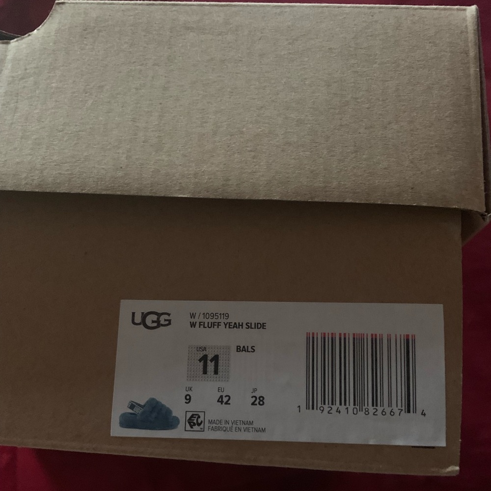 Women light blue fluff Ugg Sandal